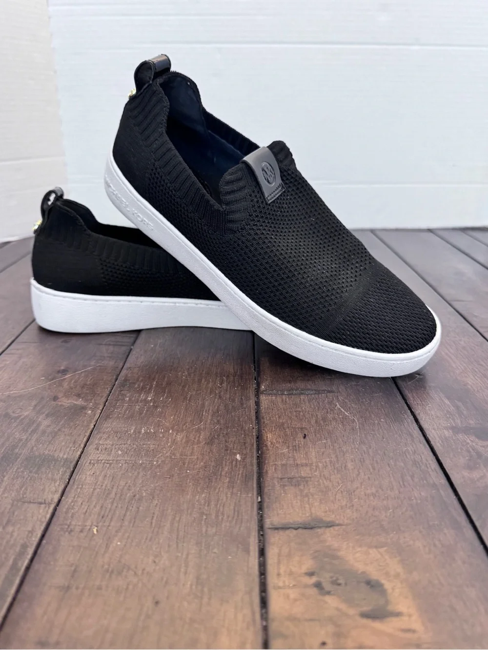 Michael Kors Juno Women's Knit Slip-On Sneaker Shoe Women’s 8 Black Stretch